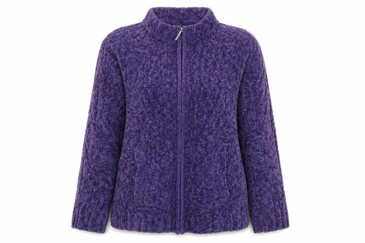 Front view of Bonmarché women’s purple jacket coatigan, size M