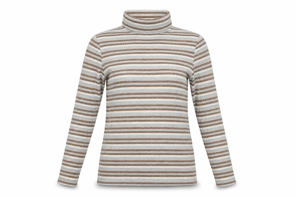 Front view of Marks & Spencer women’s multicoloured striped jumper, size UK 10