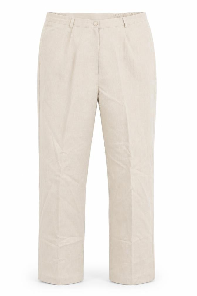 Front view of Riddella women’s beige trousers, size UK 16, 28-inch leg