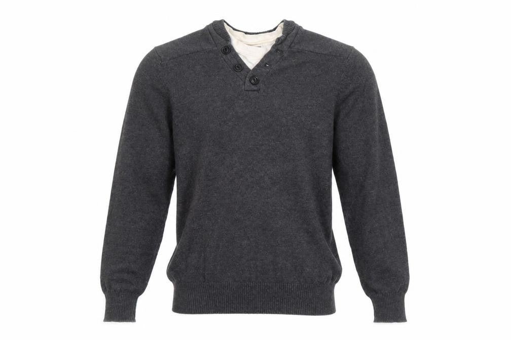 Front view of Peacocks men’s grey jumper, size S