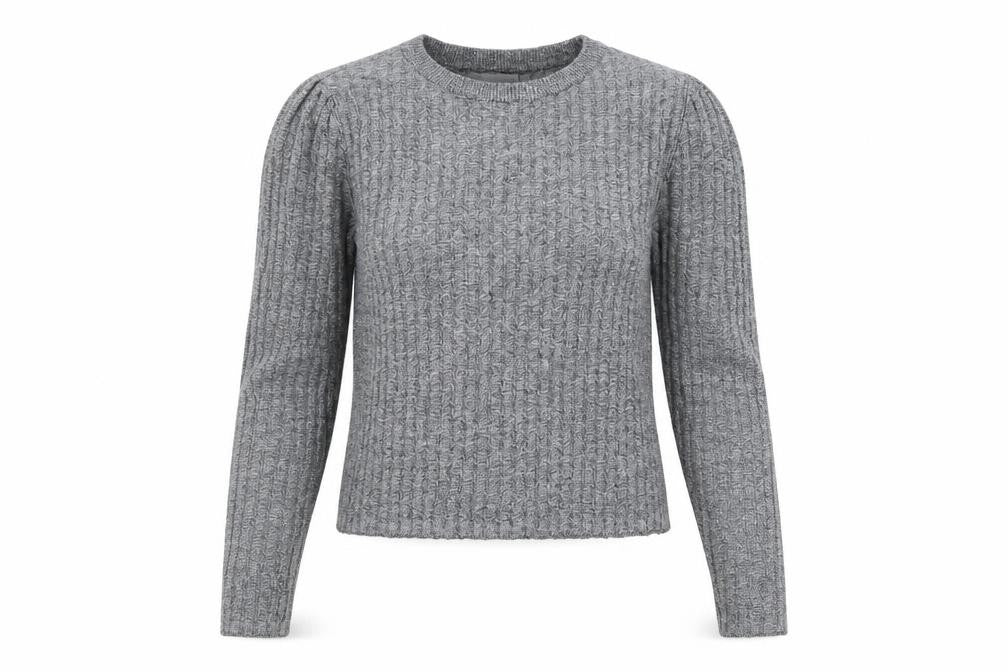 Front view of Red Herring women’s grey striped jumper, size UK 8