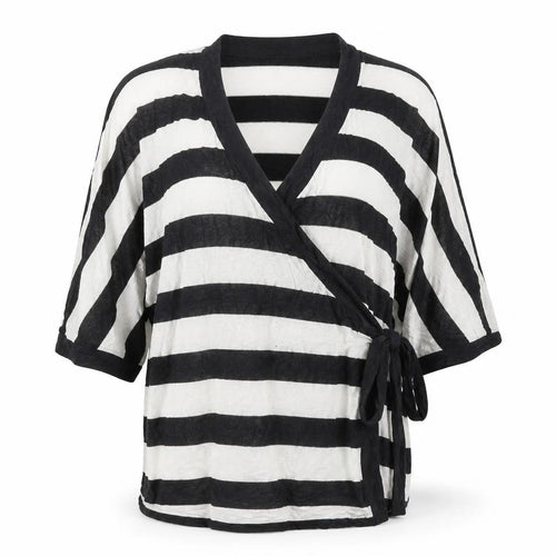 mamas & papas Womens Black Striped  Cardigan Jumper Size 16