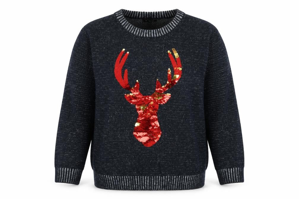 Front view of Avenue women’s grey jumper, size 2XL, - moose