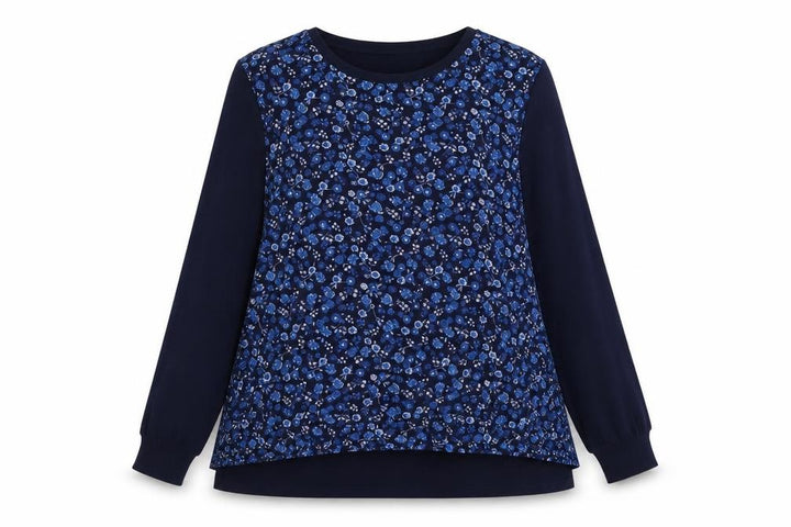 Monsoon Womens Blue Floral Pullover Jumper Size 14