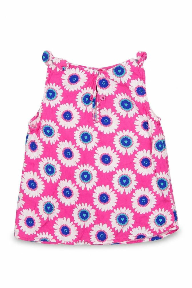 Front view of Marks & Spencer girls’ pink floral a-line, size 2-3, years