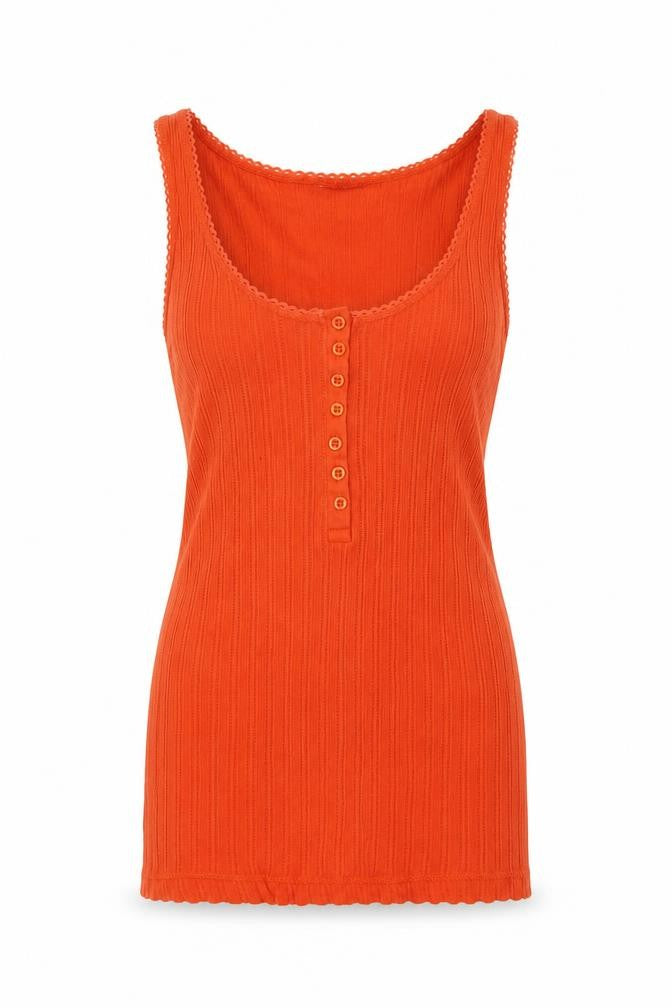 Front view of Preworn women’s orange camisole tank, size S