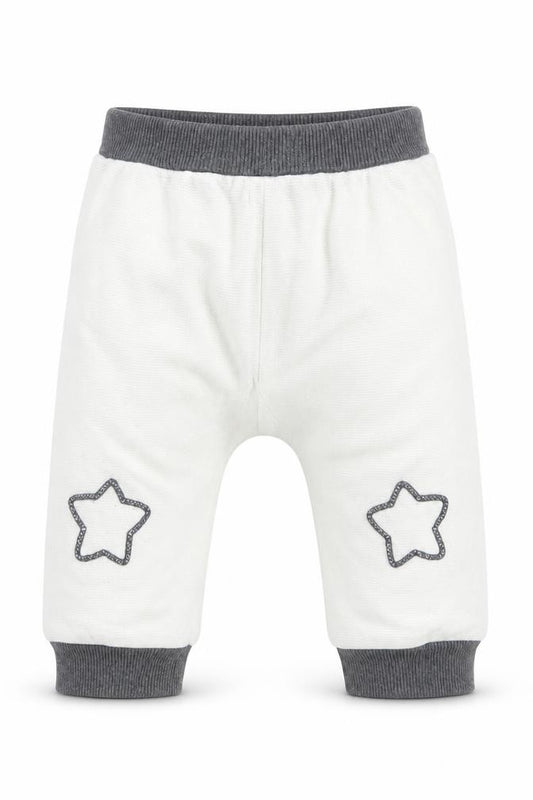 Front view of Disney Baby Baby White Knit Capri Trousers, size 12-18, Months
