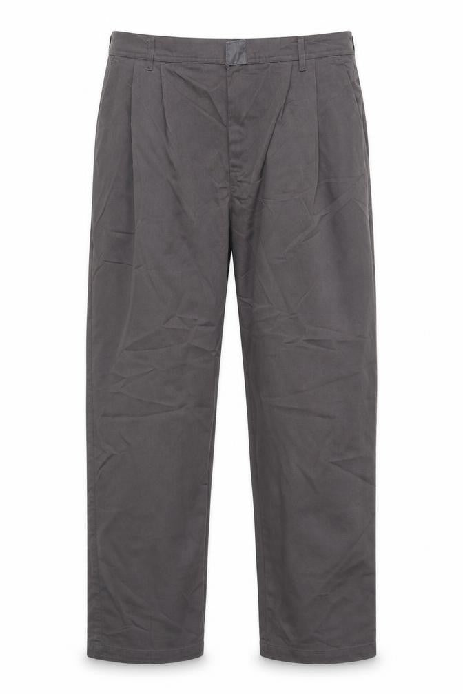 Front view of Preworn men’s grey trousers, size 34, 31-inch leg
