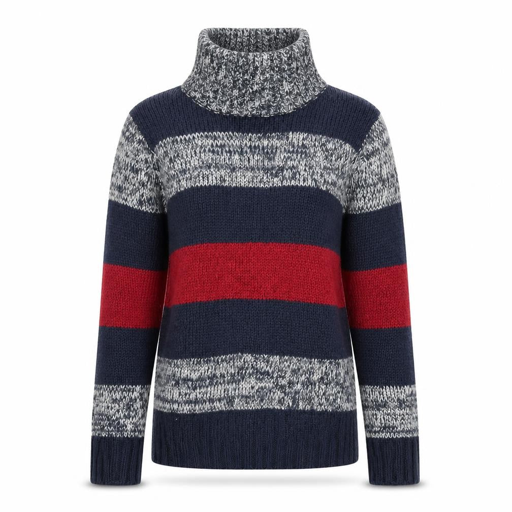 FLAM Womens Blue Striped Knit Pullover Jumper Size S