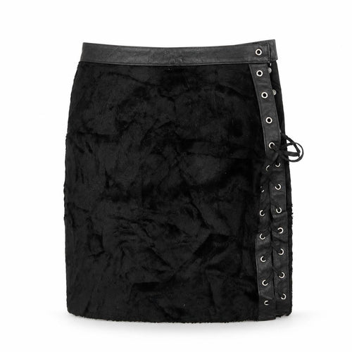 Quasimodo Womens Beige   Mini Skirt Size S  - Faux Fur
