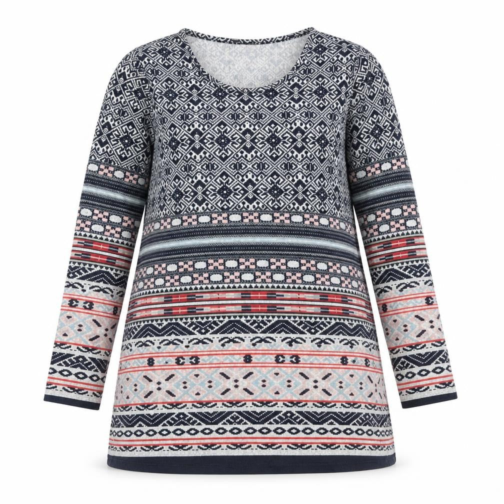 Alexara Womens Blue Batik Knit A-Line  Size 14