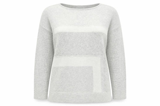 Front view of Principles women’s grey striped knit jumper, size UK 12