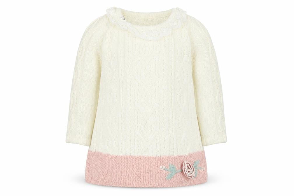 Catherine Malandrino Girls White Colourblock Knit Jumper Dress  Size 3-6 Months