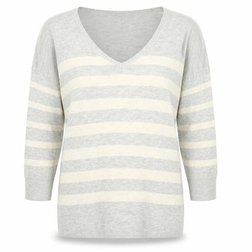 Oasis Womens Grey Striped Knit Pullover Jumper Size S