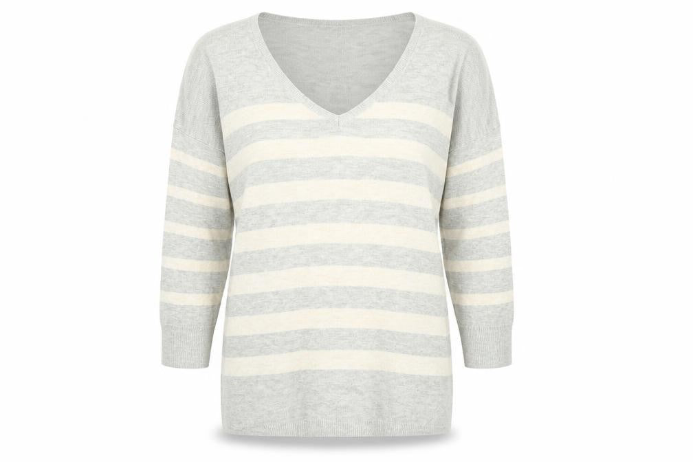Oasis Womens Grey Striped Knit Pullover Jumper Size S