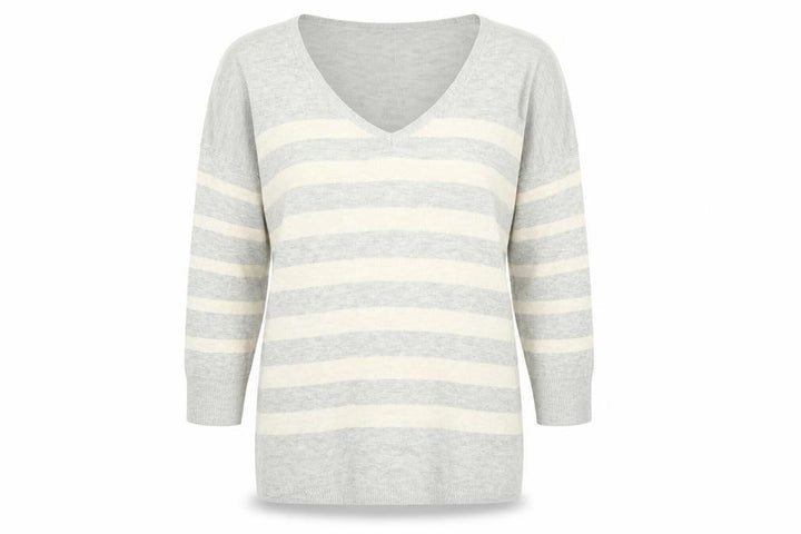 Oasis Womens Grey Striped Knit Pullover Jumper Size S