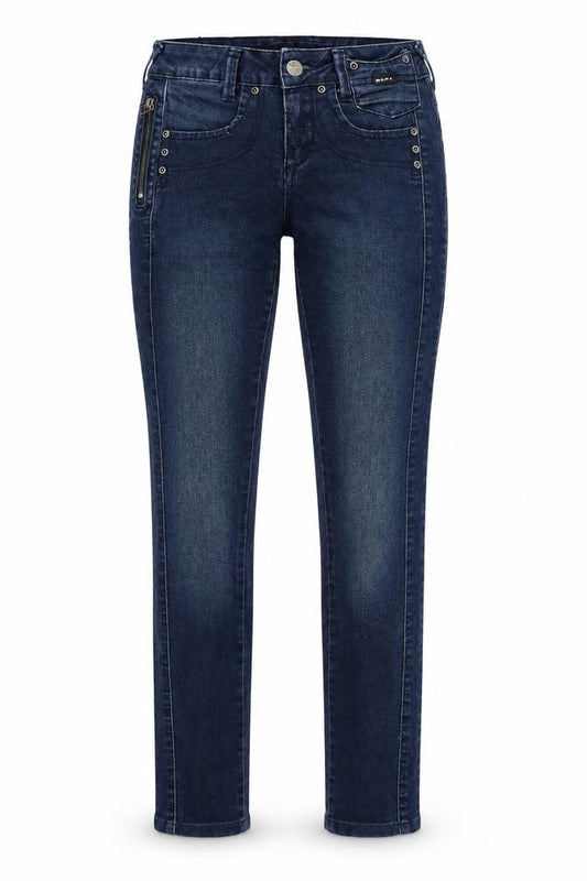 Front view of MAPF women’s blue denim skinny jeans, size UK 26, in, 29-inch leg