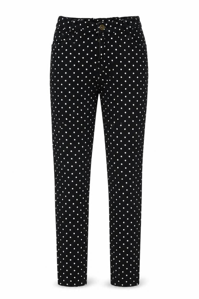 Preworn Girls Black Polka Dot Denim Skinny Jeans Size 12-13 Years