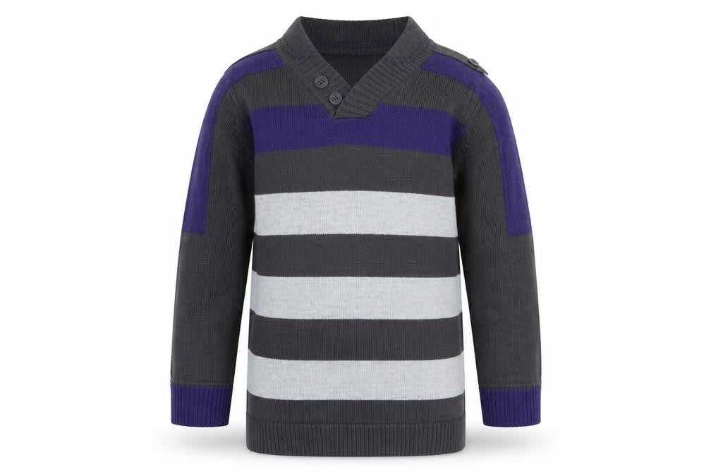 Front view of F&F boys’ multicoloured striped jumper, size 6-7, years