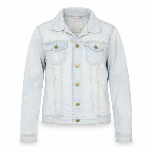Front view of DENIM&CO women’s blue jacket, size UK 6