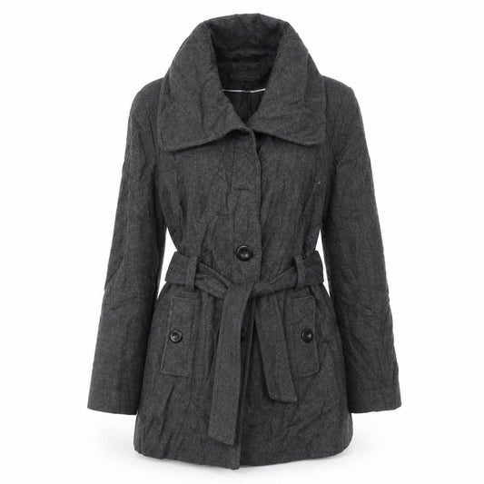 Front view of Woolmark women’s grey jacket coat, size UK 10