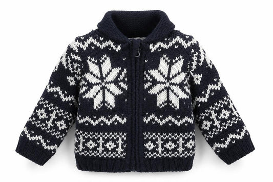 Front view of Early Days Baby Blue Geometric Knit Jacket Coatigan, size 9-12, Months