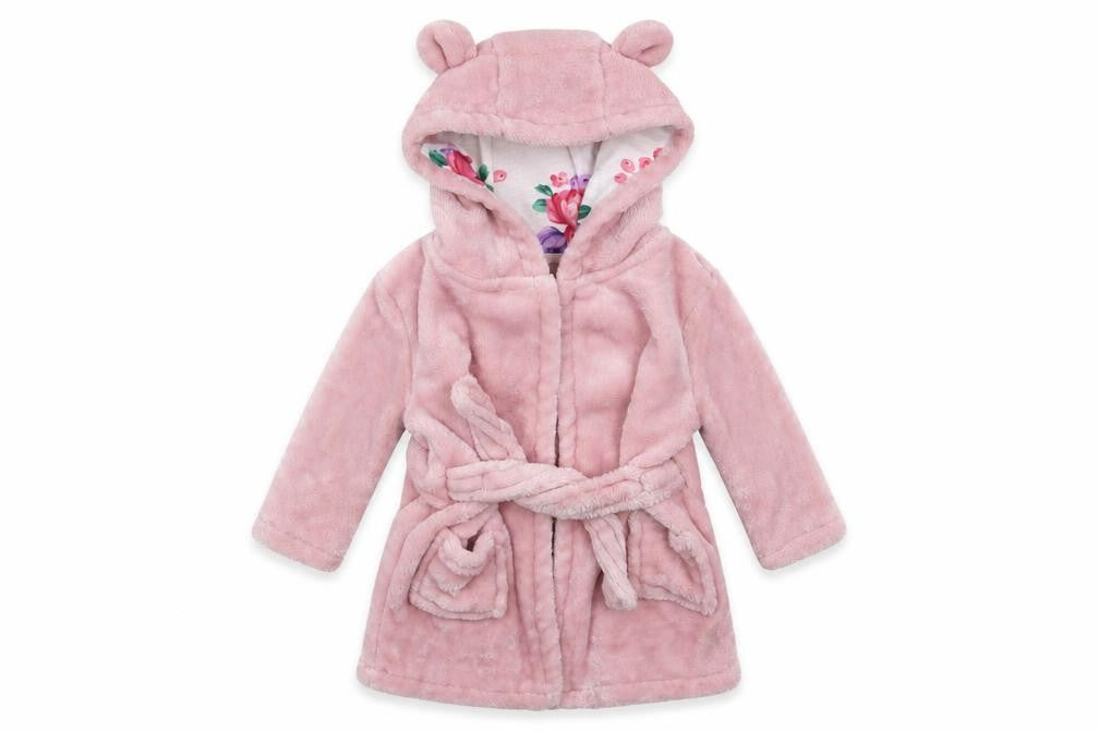 TU Girls Pink Solid Fleece Kimono Robe Size 3-6 Months