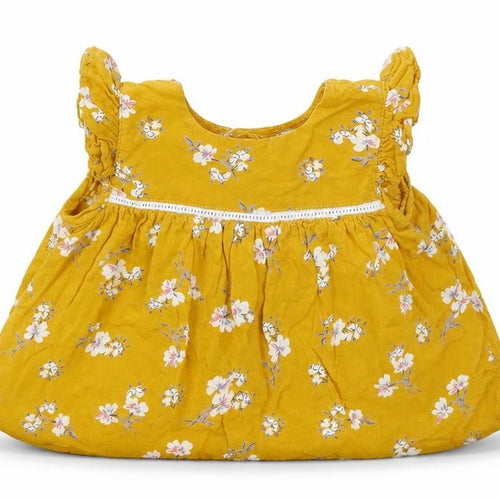 Primark Girls Yellow Floral  Basic T-Shirt Size 3-6 Months