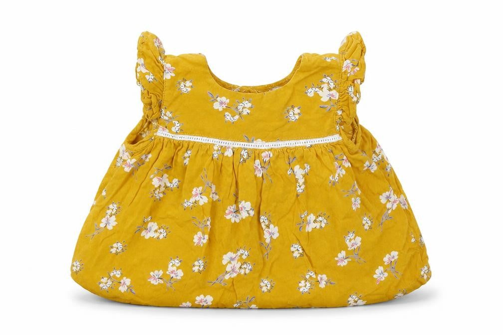 Primark Girls Yellow Floral  Basic T-Shirt Size 3-6 Months