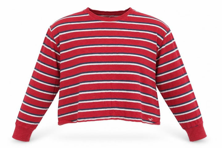 Hollister Womens Red Striped  Pullover Sweatshirt Size M  - Oversized