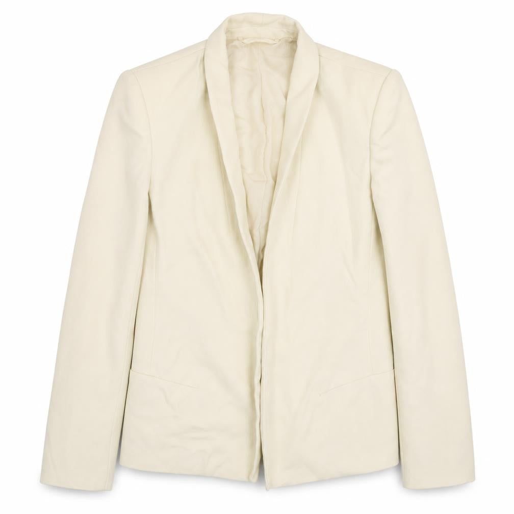 Front view of Preworn women’s beige jacket blazer, size M