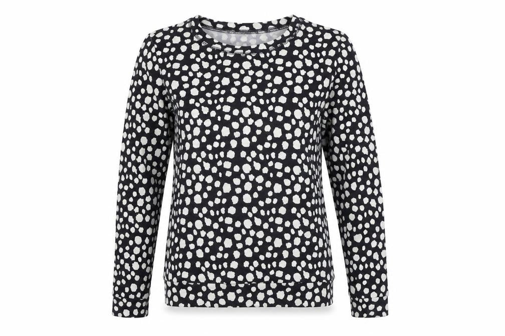 Front view of Madam Rage women’s black animal print jumper, size UK 10