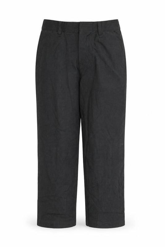 Front view of Preworn girls’ grey chino trousers, size M, - elastic waist band