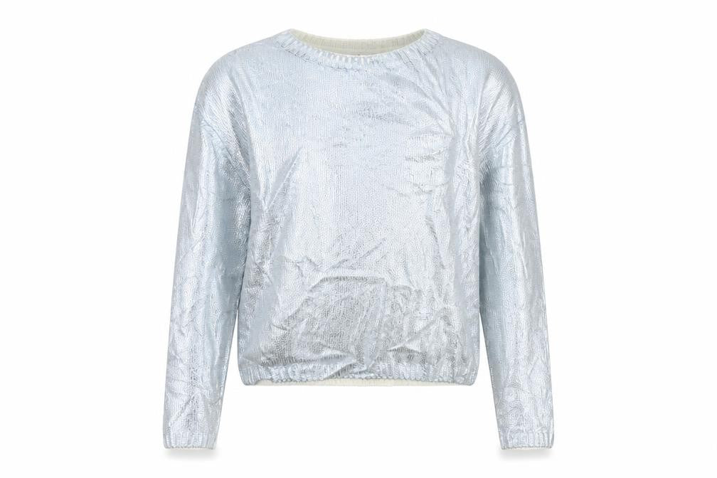 Front view of H&M girls’ blue jumper, size 13-14, years