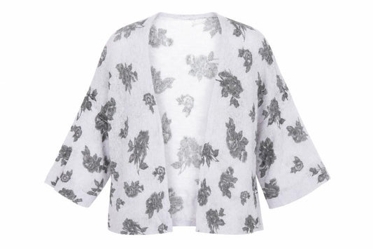 Front view of ASOS women’s blue floral cardigan jumper, size UK 8
