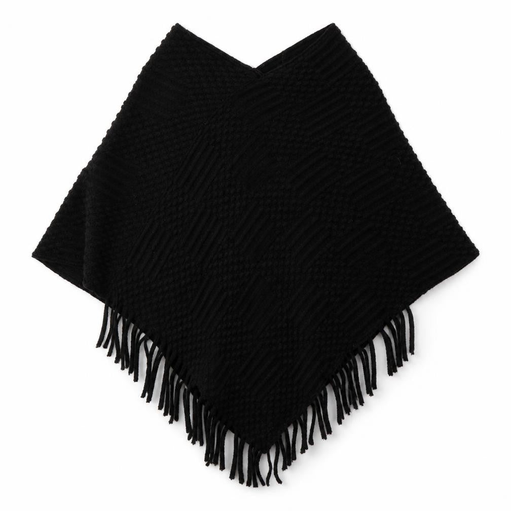 Front view of izabel london women’s black knit shawl/wrap