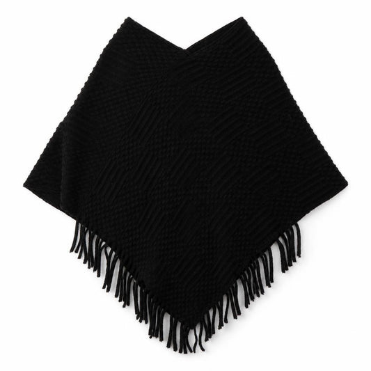 Front view of izabel london women’s black knit shawl/wrap