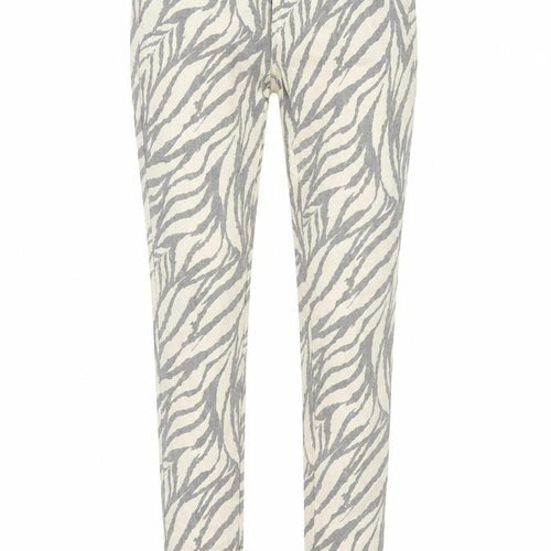 Amisu Womens Ivory Animal Print Denim Skinny Jeans Size 8 L30 in