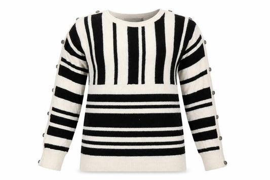 Front view of Principles women’s beige striped jumper, size UK 8