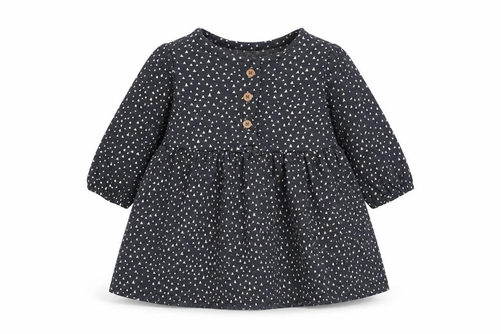 Front view of Next girls’ grey geometric a-line, size 0-3, months