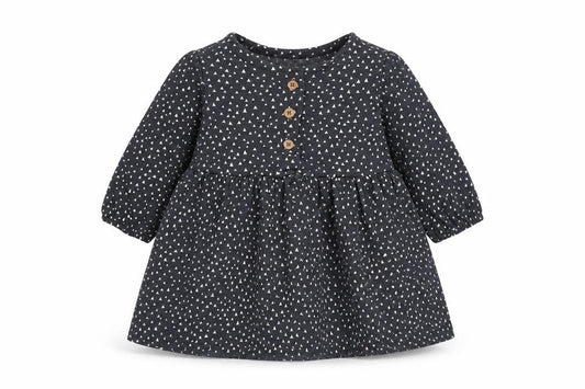 Front view of Next girls’ grey geometric a-line, size 0-3, months