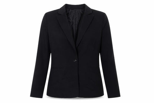 Front view of San Fransisco women’s black jacket blazer, size UK 10