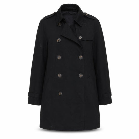 Front view of Imea women’s black rain coat coat, size UK 10, - rain coat