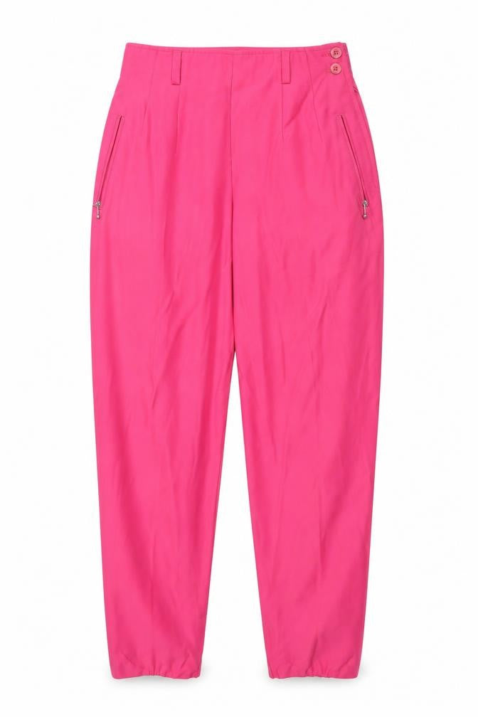 Front view of VIA MORO women’s pink trousers, size UK 14, 25-inch leg
