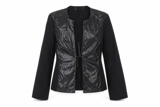 Front view of Ozone women’s black jacket, size UK 10