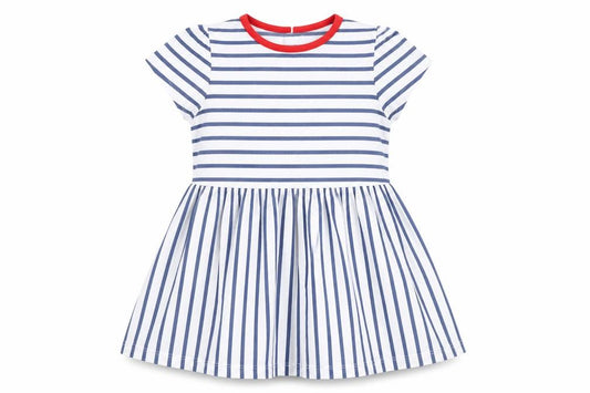 Front view of George girls’ multicoloured striped a-line, size 12-18, months
