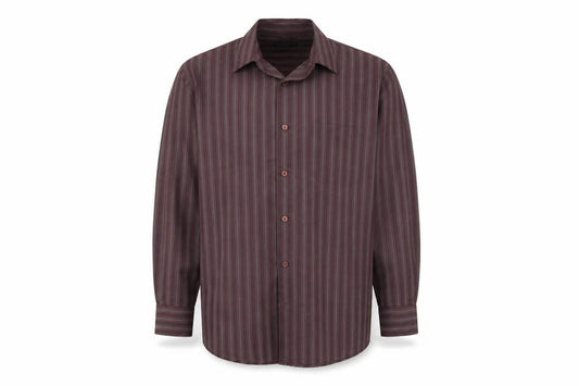 Front view of Springfield men’s multicoloured striped button-up, size L