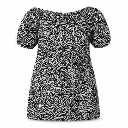 Front view of Pep&Co women’s multicoloured animal print basic blouse, size UK 14