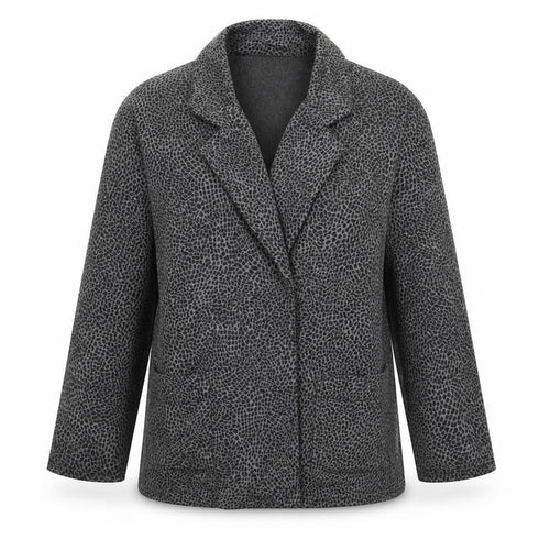 Amphora Womens Grey Animal Print  Jacket Blazer Size L