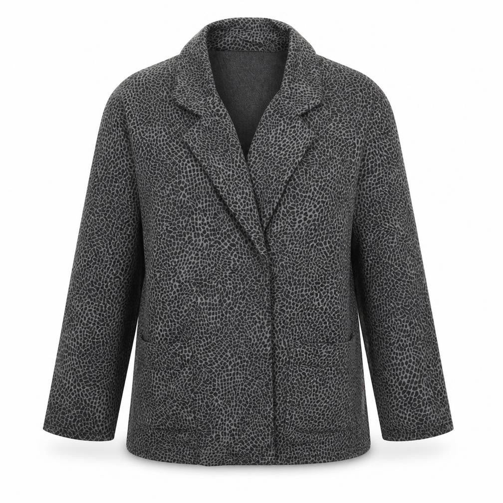Amphora Womens Grey Animal Print  Jacket Blazer Size L